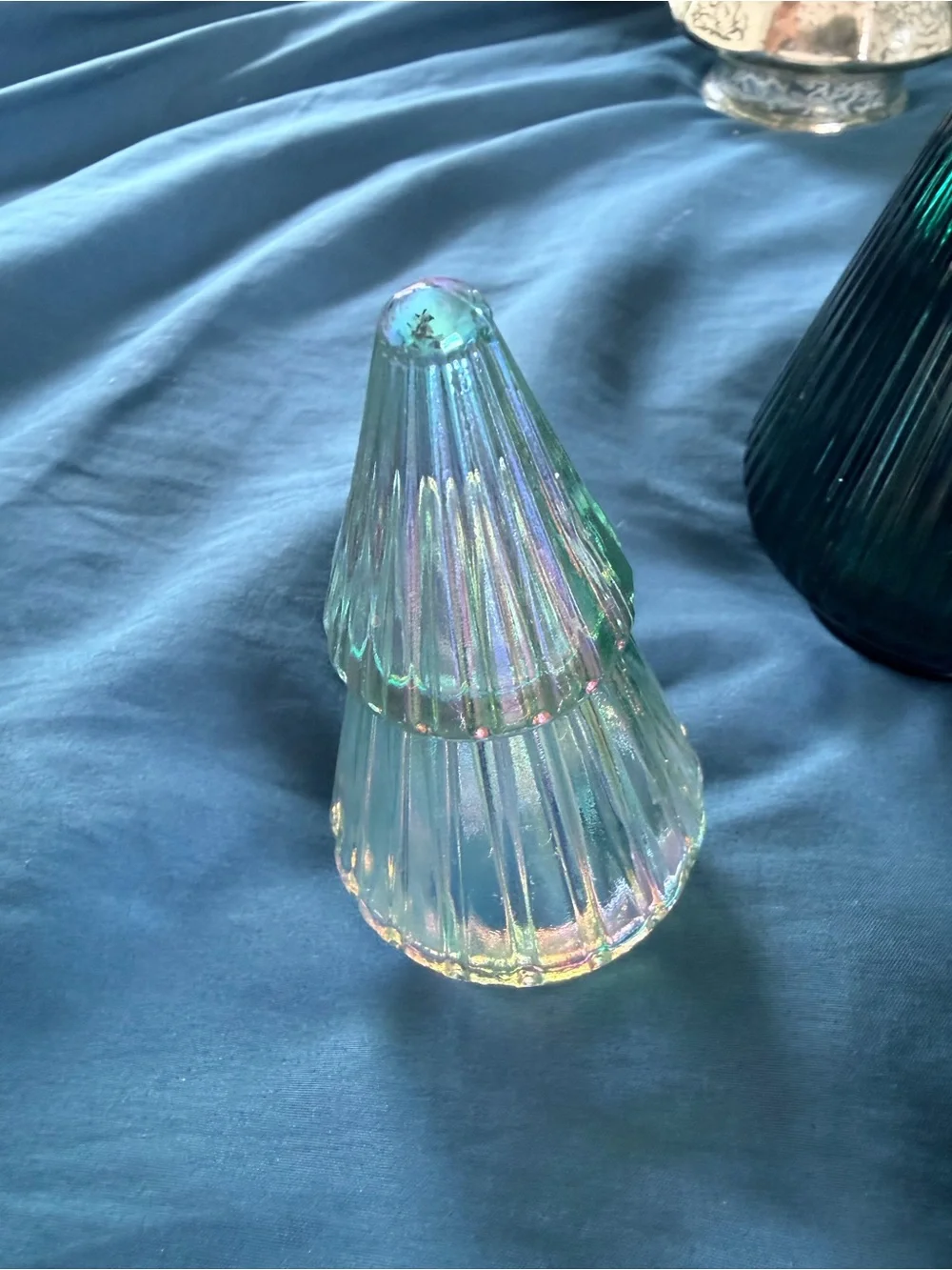 Target Glass Christmas Tree Set of 6 Iridescent Green Red Blue Holiday Decor